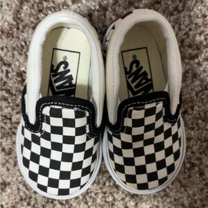 Vans Kids Black and White Checkered Slip-On Sneakers